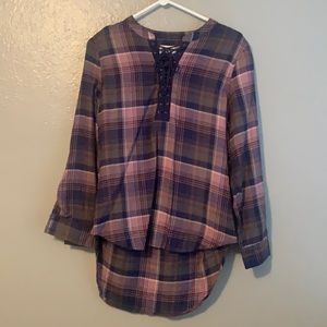 Purple Plaid Long Sleeve Shirt